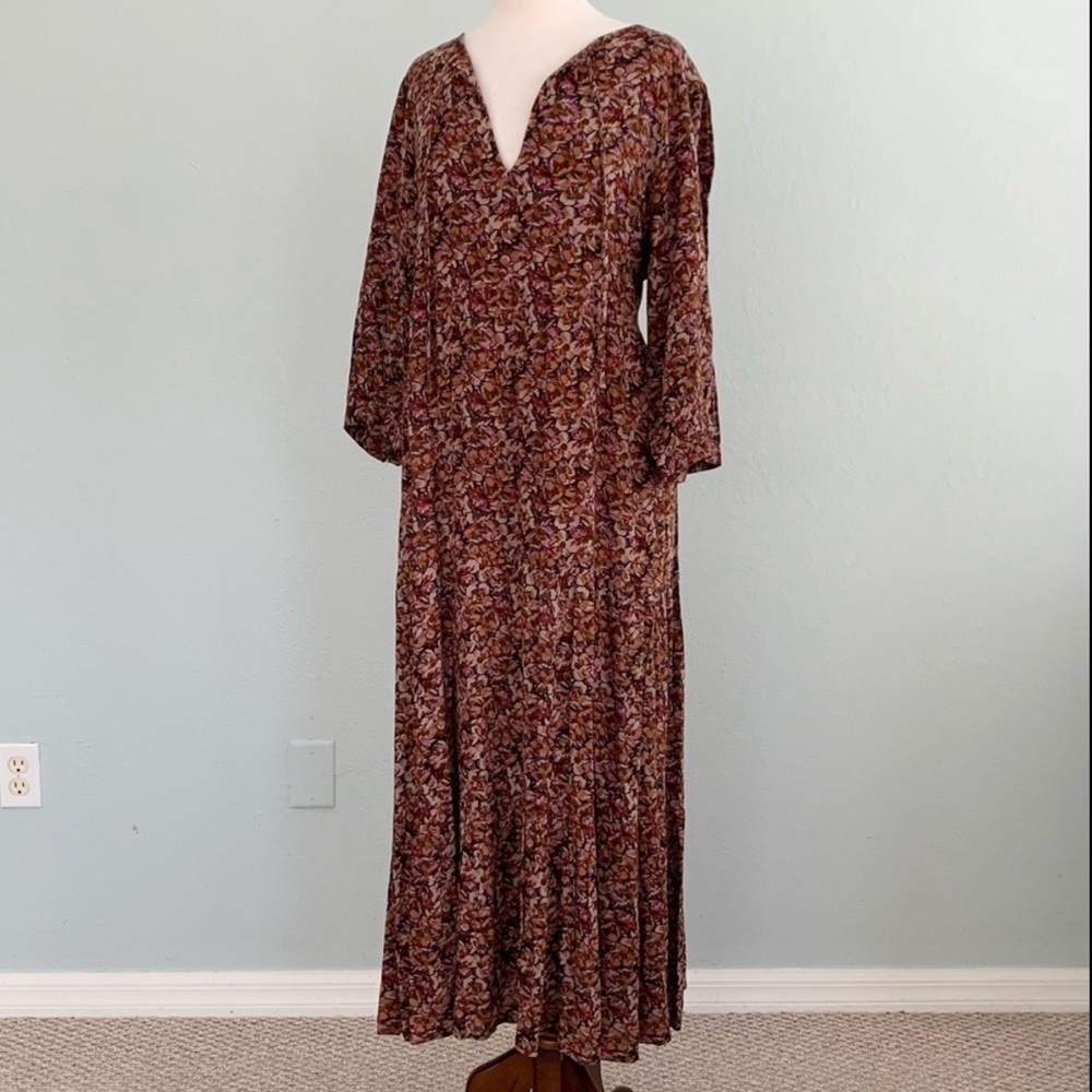 Natural Life Sage Tiered Floral Maxi Dress L/XL - Picture 7 of 14